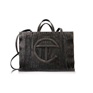 Large Telfar Denim Shopper- Black